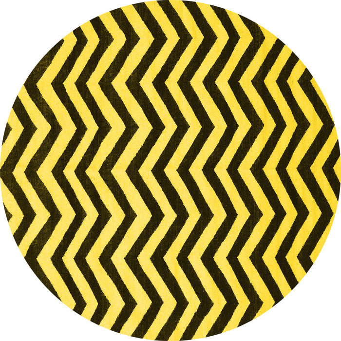 Round Abstract Yellow Contemporary Rug, con2290yw