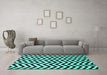 Machine Washable Abstract Turquoise Contemporary Area Rugs in a Living Room,, wshcon2290turq