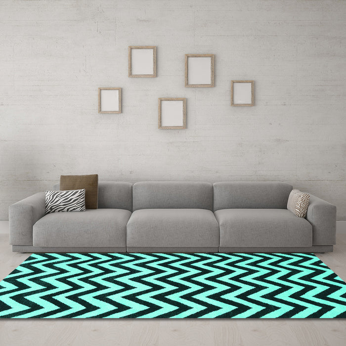 Machine Washable Abstract Turquoise Contemporary Area Rugs in a Living Room,, wshcon2290turq