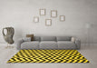 Machine Washable Abstract Yellow Contemporary Rug in a Living Room, wshcon2290yw