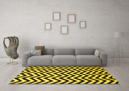 Machine Washable Abstract Yellow Contemporary Rug in a Living Room, wshcon2290yw