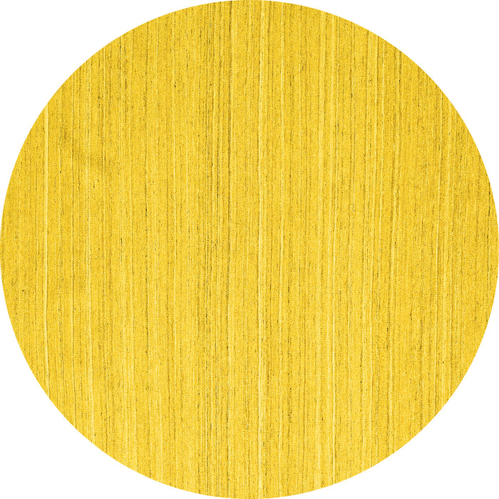 Round Abstract Yellow Contemporary Rug, con2291yw