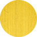 Round Abstract Yellow Contemporary Rug, con2291yw