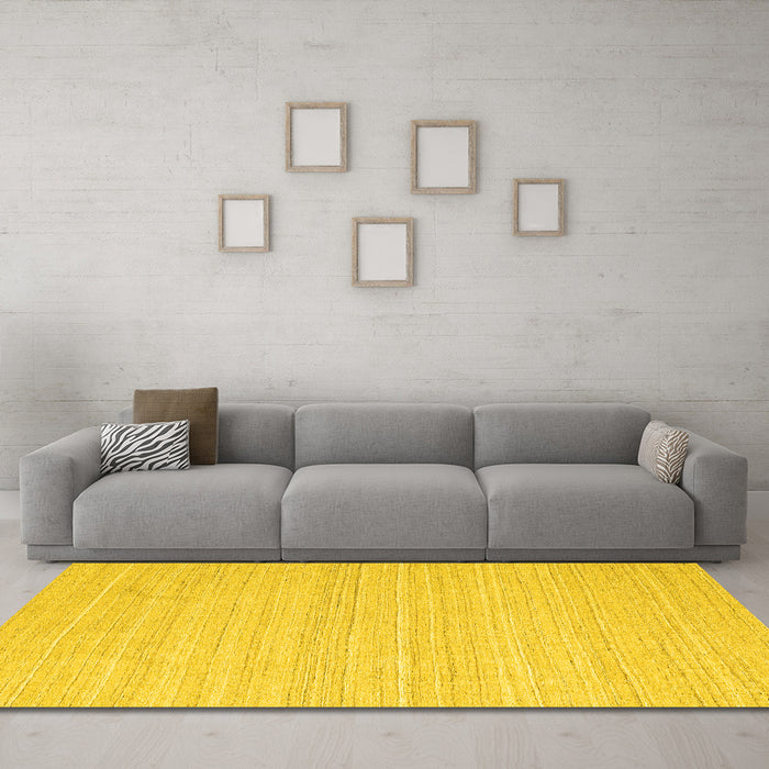 Machine Washable Abstract Yellow Contemporary Rug in a Living Room, wshcon2291yw