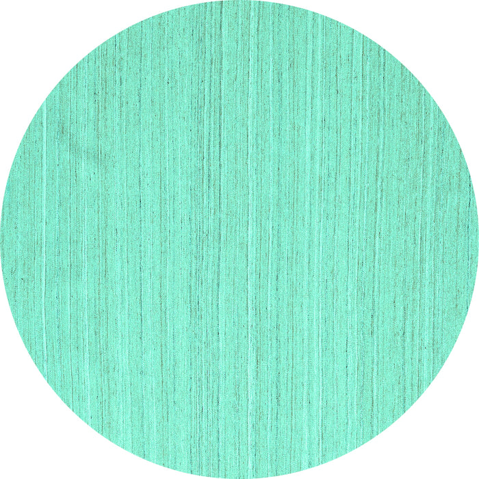 Round Abstract Turquoise Contemporary Rug, con2291turq