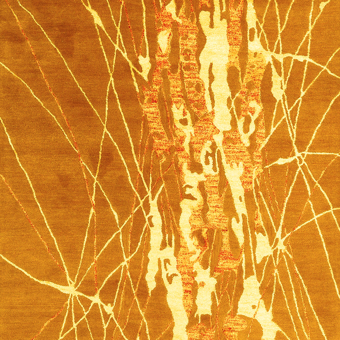 Abstract Yellow Contemporary Rug, con2292yw