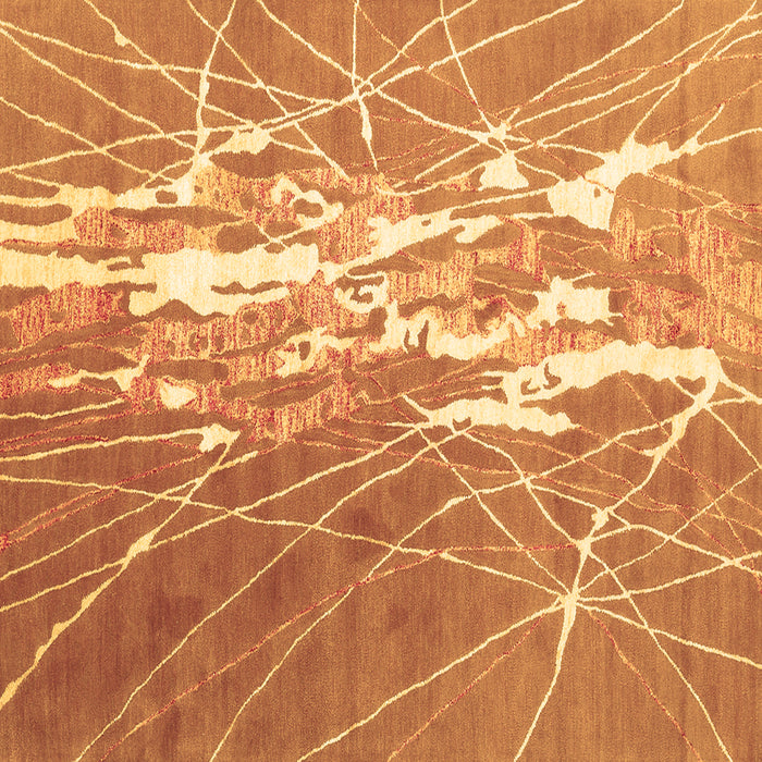 Square Machine Washable Abstract Brown Contemporary Rug, wshcon2292brn