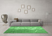 Machine Washable Abstract Emerald Green Contemporary Area Rugs in a Living Room,, wshcon2292emgrn