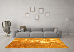Machine Washable Abstract Yellow Contemporary Rug in a Living Room, wshcon2292yw