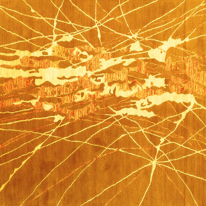 Square Abstract Yellow Contemporary Rug, con2292yw