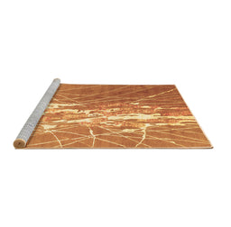Sideview of Machine Washable Abstract Brown Contemporary Rug, wshcon2292brn