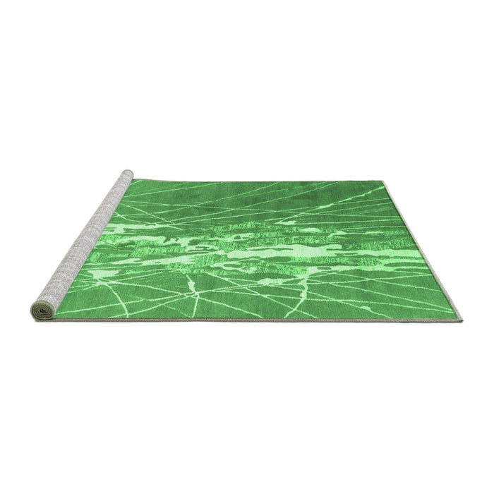 Sideview of Machine Washable Abstract Emerald Green Contemporary Area Rugs, wshcon2292emgrn