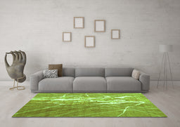 Machine Washable Abstract Green Contemporary Area Rugs in a Living Room,, wshcon2292grn