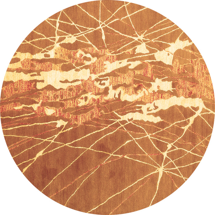 Round Machine Washable Abstract Brown Contemporary Rug, wshcon2292brn