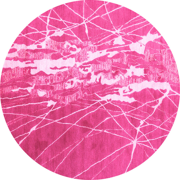 Round Abstract Pink Contemporary Rug, con2292pnk