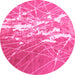 Round Abstract Pink Contemporary Rug, con2292pnk