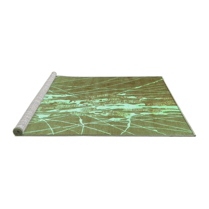Sideview of Machine Washable Abstract Turquoise Contemporary Area Rugs, wshcon2292turq