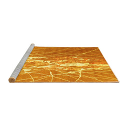 Sideview of Machine Washable Abstract Yellow Contemporary Rug, wshcon2292yw