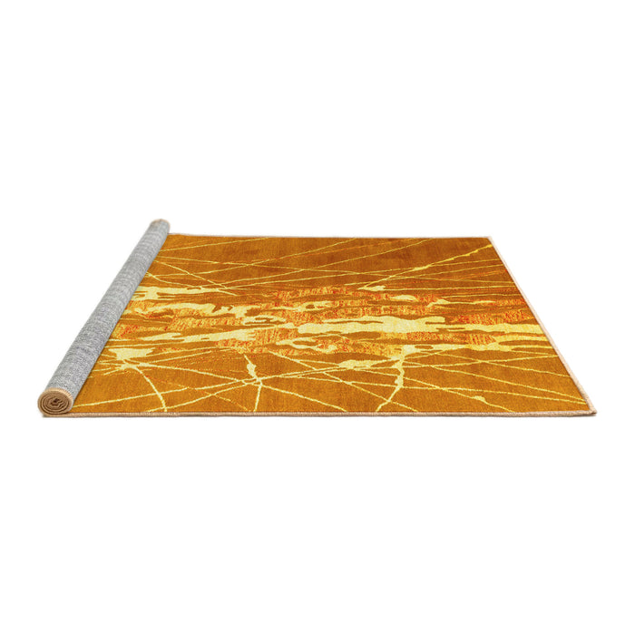 Sideview of Machine Washable Abstract Yellow Contemporary Rug, wshcon2292yw