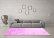 Machine Washable Abstract Pink Contemporary Rug in a Living Room, wshcon2293pnk