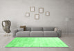 Machine Washable Abstract Emerald Green Contemporary Area Rugs in a Living Room,, wshcon2293emgrn