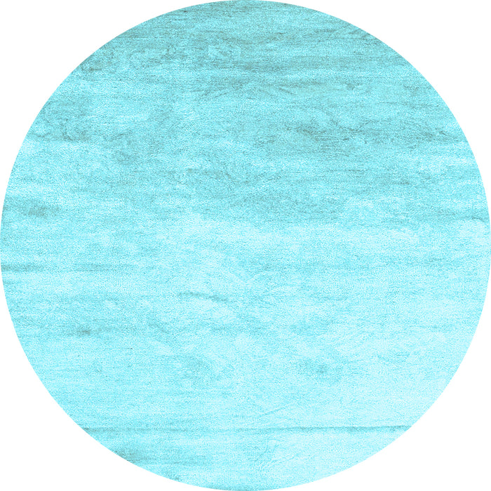 Round Abstract Light Blue Contemporary Rug, con2293lblu