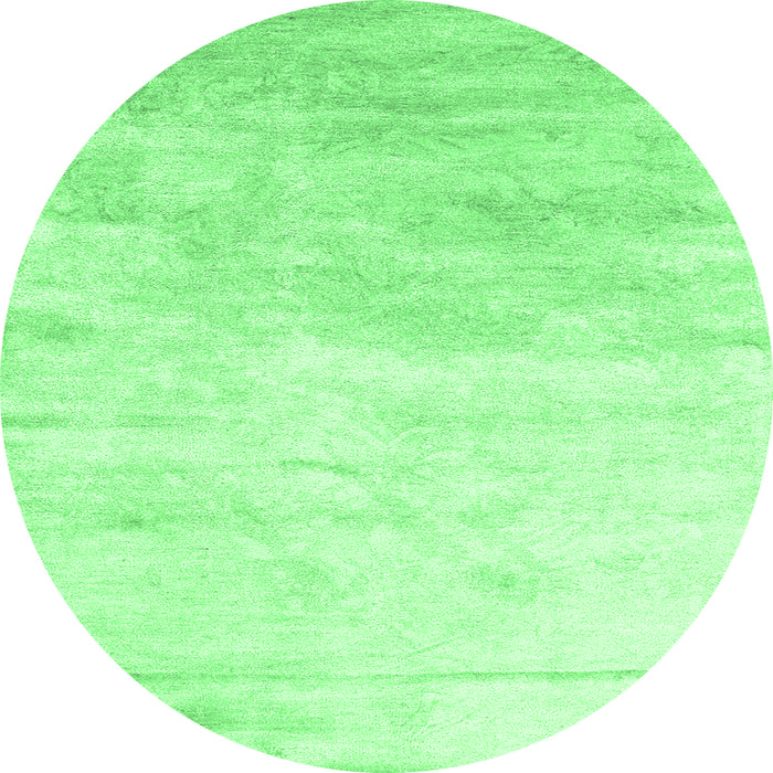 Round Machine Washable Abstract Emerald Green Contemporary Area Rugs, wshcon2293emgrn