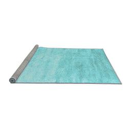 Sideview of Machine Washable Abstract Light Blue Contemporary Rug, wshcon2293lblu