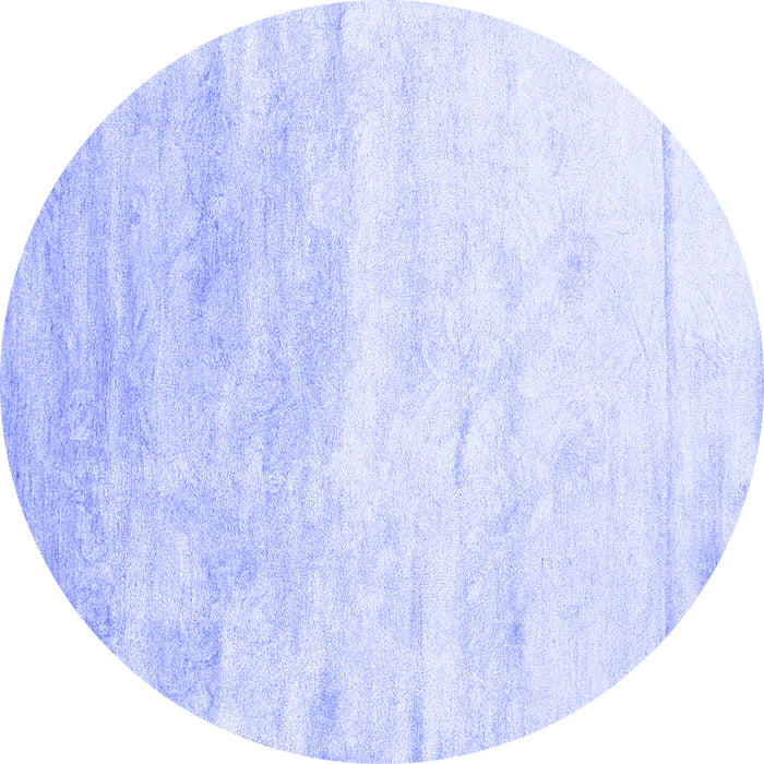 Round Abstract Blue Contemporary Rug, con2293blu