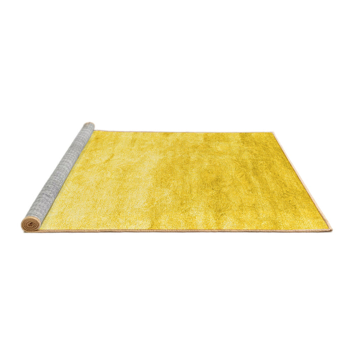 Sideview of Machine Washable Abstract Yellow Contemporary Rug, wshcon2293yw