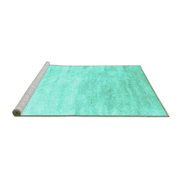 Sideview of Machine Washable Abstract Turquoise Contemporary Area Rugs, wshcon2293turq