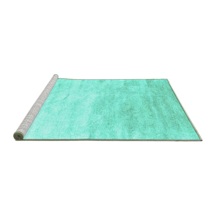 Sideview of Machine Washable Abstract Turquoise Contemporary Area Rugs, wshcon2293turq