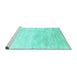 Sideview of Machine Washable Abstract Turquoise Contemporary Area Rugs, wshcon2293turq