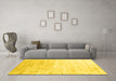 Machine Washable Abstract Yellow Contemporary Rug in a Living Room, wshcon2293yw