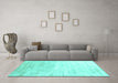 Machine Washable Abstract Turquoise Contemporary Area Rugs in a Living Room,, wshcon2293turq