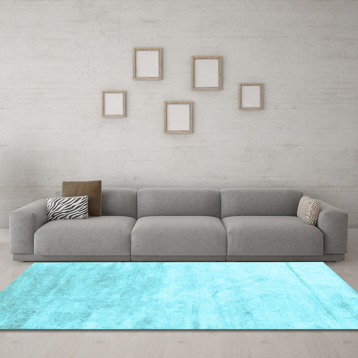 Machine Washable Abstract Light Blue Contemporary Rug in a Living Room, wshcon2293lblu