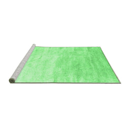 Sideview of Machine Washable Abstract Emerald Green Contemporary Area Rugs, wshcon2293emgrn