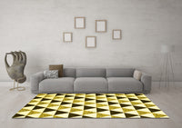 Machine Washable Abstract Yellow Contemporary Rug, wshcon2294yw