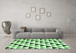 Machine Washable Abstract Green Contemporary Area Rugs in a Living Room,, wshcon2294grn