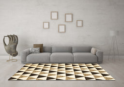 Machine Washable Abstract Brown Contemporary Rug in a Living Room,, wshcon2294brn