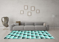 Machine Washable Abstract Turquoise Contemporary Rug, wshcon2294turq