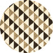 Round Abstract Brown Contemporary Rug, con2294brn