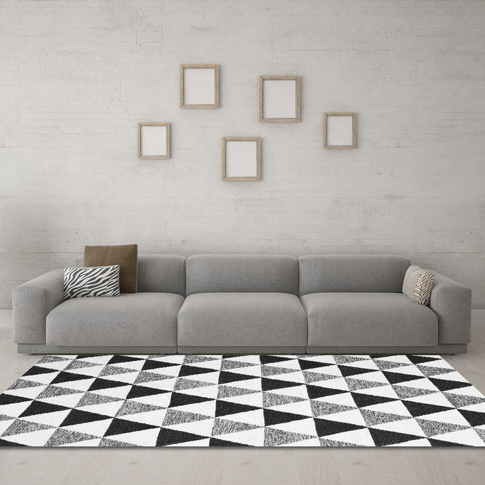 Machine Washable Abstract Gray Contemporary Rug in a Living Room,, wshcon2294gry
