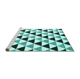Sideview of Machine Washable Abstract Turquoise Contemporary Area Rugs, wshcon2294turq