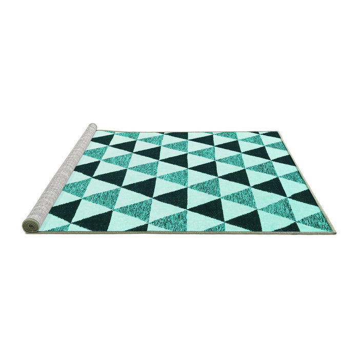 Sideview of Machine Washable Abstract Turquoise Contemporary Area Rugs, wshcon2294turq