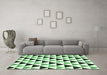 Machine Washable Abstract Emerald Green Contemporary Area Rugs in a Living Room,, wshcon2294emgrn