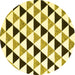 Round Abstract Yellow Contemporary Rug, con2294yw