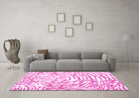 Machine Washable Abstract Pink Contemporary Rug, wshcon2295pnk