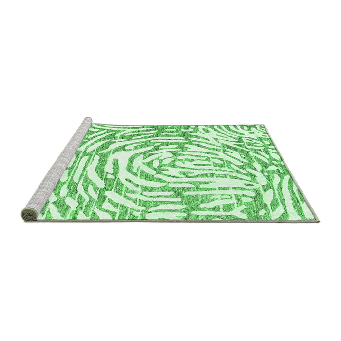 Sideview of Machine Washable Abstract Emerald Green Contemporary Area Rugs, wshcon2295emgrn