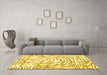 Machine Washable Abstract Yellow Contemporary Rug in a Living Room, wshcon2295yw